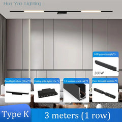 Dimmalbe LED track Light Full Set 360° Adjustable COB Embedded Track lighting For Clothing Shop Kitchen Rail Lighting