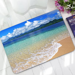 Beach Waves Pattern Home Rubber Doormat Outdoor Anti-slip Bathroom Mats Bedroom Carpets Bedside Mat Kitchen Area Rug Small rug