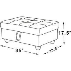 Large Faux Leather Ottoman Foot Rest Stool with Storage,35 in x 23 in x 18 in Stylish Storage Bench for Living Room