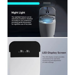 Smart Toilet,One Piece Bidet Toilet for Bathroom ,Warm Water and Dry,Heated Seat,Foot Sensor and Night Light, Auto Flush