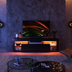 LED Entertainment Center for 60 to 70 Inch TV, Modern TV Console with 2 Drawers, TV Stands for Living Room