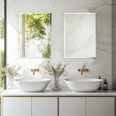 Wisfor Frameless Bathroom Mirror for Over Sink, Beveled Wall Mirror, Rectangle Vanity Mirror, Modern Style