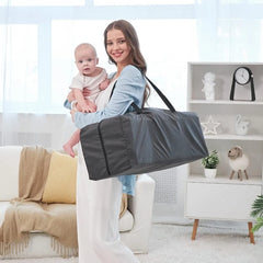 Playard Deluxe Nursery Center, Foldable Playpen for Baby & Toddler, Bassinet, Mattress, Changing Table for Newborn (Grey)
