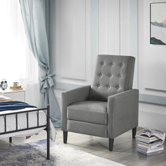 Fabric Recliner Chair Mid-Century Modern Recliner Adjustable Single Recliner Sofa with Thicker Seat Cushion Tufted Upholstered
