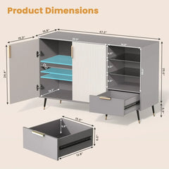 47" Sideboard Cabinet with 2 Doors and Drawer, Sideboard Buffet Cabinet with Storage, Coffee Bar with Adjustable Shelves