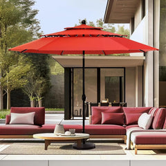 10ft Patio Umbrellas, Outdoor 3 Tier Vented Large Market Table Umbrella with 8 Sturdy Ribs and 1.5" Umbrellla Pole