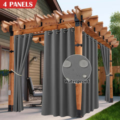 2/4PCS Waterproof Outdoor Curtains, UV Protection, Thermal Insulation, Sun Blocking, Grommet Top for Porch, Pergola, Cabana