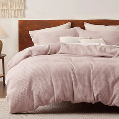 Cotton Duvet Cover King - 100% Cotton Waffle Weave Coconut White Duvet Cover King Size, GentleSoft™ and Breathable Bedding Set