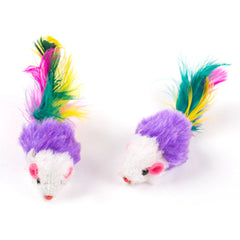 10-200Pcs False Mouse Pet Cat Toys Mini Funny Playing Toys for Indoor Cats Play Fetch with Colorful Feather Plush Cat Mice Toys