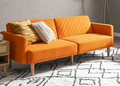 Futon Sofa Bed, Mid-Century Modern Sleeper Sofa, Small Convertible Couch, Loveseat