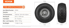 VEVOR Lawn Mower Tires with Rim 13x5-6" Tubeless Tractor Tires 2-Pack Tire and Wheel Assembly Flat-free PU Tires 3.25"-5.9"