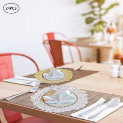 24-Pack Western Style Snowflake Plates, Plastic Gold/Silver, Durable & Elegant for Dining
