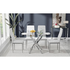 Modern 47" Tempered Glass Dining Table with Chrome Legs – Sleek & Sturdy for Kitchen & Office