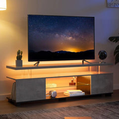 LED TV Stand White TV Stands for Living Room Modern TV Stand with Storage for 65/70/75 inche TVs Entertainment Center for Living