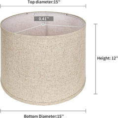 Large Lampshades Set of 2 Drum Lamp Shades 15" Top X 15" Bottom X 12" High, Large Lamp Shade Spider Fitter Brown Lampshades