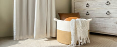 XXXLarge Jute Rope Basket 21.7" x 21.7" x 13.8" Woven Baby Laundry Basket for Blankets Toys