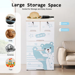 Plastic Dresser For Kids, PP Material, 6 Large Drawers With Lock, 30kg Load Capacity, for Baby Rooms,Storage and Organization