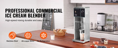 SucceBuy Ice Cream Blender High-Speed Ice Cream Maker Mixer Machine Stepless Speed Adjustment Stainless Steel Ice Cream Shaker