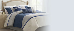 King Comforter Set, Bed in a Bag King, Watercolor Print Coastal Comforter & Chambray Cotton Sheet Set, All Season Bedding Set
