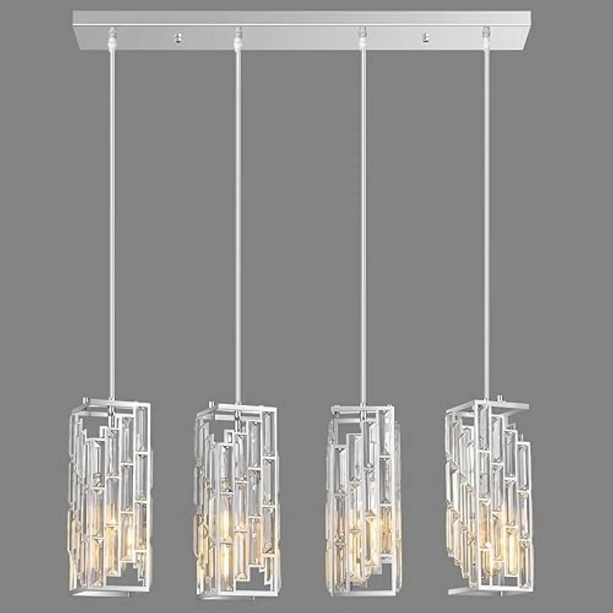 Chrome Pendant Lighting Modern Pendant Light, Mini Crystal Chandeliers,Adjustable Pendant Light Fixture for Kitchen Island Dinn