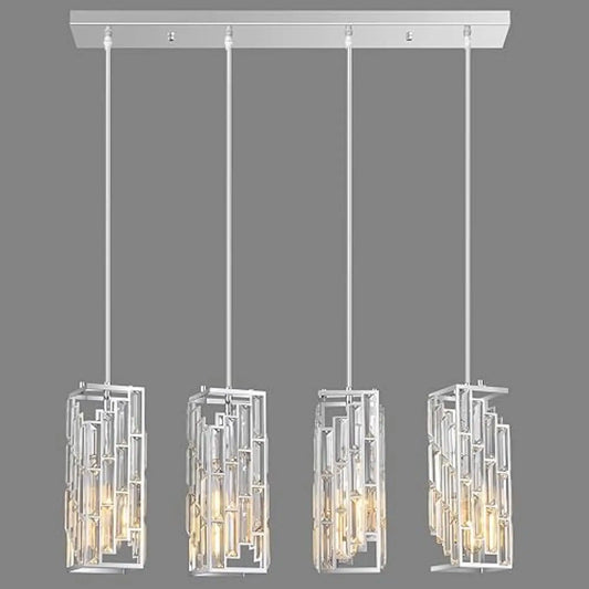 Chrome Pendant Lighting Modern Pendant Light, Mini Crystal Chandeliers,Adjustable Pendant Light Fixture for Kitchen Island Dinn
