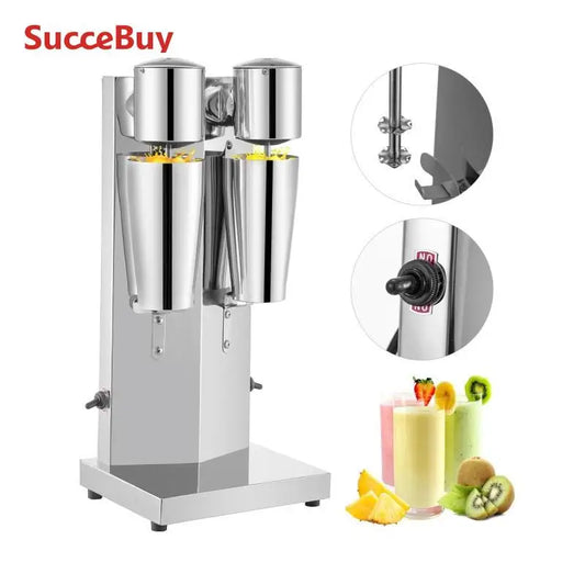 SucceBuy Milk Shake Machine 800ML Commercial Auto Double Cup Milkshaker StainlessSteel Shaking Maker Bubble Boba Tea Drink Mixer