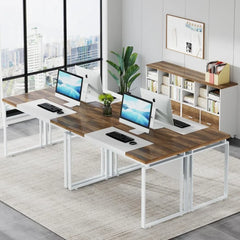 Conference Table with Splicing Board, Meeting Tables for Home Office, Business Training Seminar Table with Stylish Metal Legs