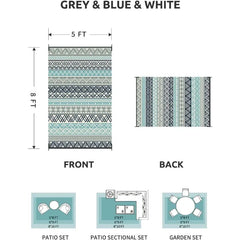 Outdoor Rug Carpet Waterproof-Patio Rug Mat 5x8 Reversible RV Camping Rug Picnic Mat Plastic Straw Outside