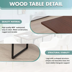 70.86” Modern Wood Dining Table for 6 – Rectangular Dinner Table with Metal Legs