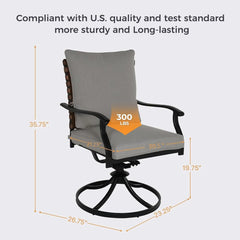 7-Piece Outdoor Dining Set, 6 Leather-Look Wicker Swivel Patio Chairs &  Rectangular Dining Table For Home Garden Decor, Deck