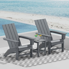 Portable Chairs Table Set of 3, Folding Adirondack Chair Table for All Weathers, Outdoor Fire Pit Chairs for Patio Poolside