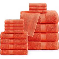 16 Piece Bath Towels - 100% Cotton Towels for Bathroom, Premium Quality Hotel Towels, Highly Soft & Absorbent