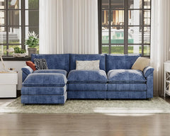 119” Modern L-Shaped Modular Sectional Sofa – Deep Seat Couch with Reversible Ottoman