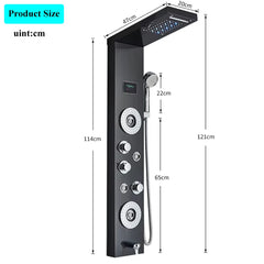 LED Shower Panel Tower System Rain Waterfall Shower Column With SPA Massage Temperature Screen athtub Water Mixer Tap Faucet Set