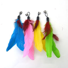 Funny Cat Interactive Toys  Feather Teaser Stick Retractable Three Section Fishing Rod Colorful Plush With Bells Pet Supplies