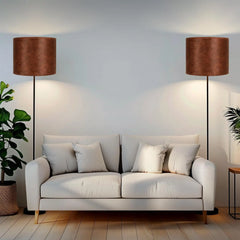 Large Lampshades Set of 2 Drum Lamp Shades 15" Top X 15" Bottom X 12" High, Large Lamp Shade Spider Fitter Brown Lampshades
