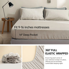 Simple&Opulence 3/4 Pcs 100% Bed Linen Sheet Set Basic Style Washed Natural French Flax Soft Breathable Comforter Sheets Sets