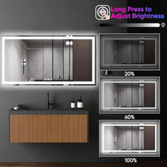 55X 30 Led Bathroom Mirror with Lights, Bathroom Vanity Mirror Anti-Fog, Dimmable, Lighted Bathroom Vanity Mirror with Tempere