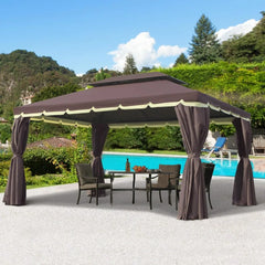 10 'x 13' terrace pavilion, outdoor pavilion sunshade with mesh and curtains, suitable for gardens