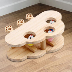Funny Cat Hunt Puzzle Toy Wooden Maze Pet Hit Hamster Catch Bite Interactive Toys With 3/5holed Mouse Holes Cats Toy Pet Supplie