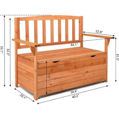 Outdoor Storage Bench, Large Wood Deck Box With Seating, Weatherproof Outdoor Bench with Storage Loveseat