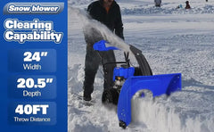 24-Inch Self-Propelled Gas Snowblower, 209cc with Electric Start and LED Headlight, for Driveway Snow Removal.