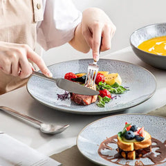 16-Piece Dinnerware Set - Round Plates & Bowls in Green & Grey