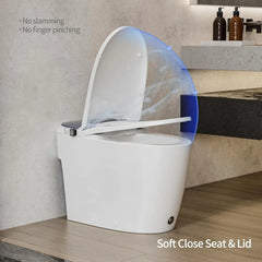 Non-electric One Piece Elongated Bidet Toilet for Bathroom, Built-in Air Pressure-Assisted System for Power Flush,Footkick Flush