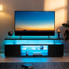 LED TV Stand White TV Stands for Living Room Modern TV Stand with Storage for 65/70/75 inche TVs Entertainment Center for Living