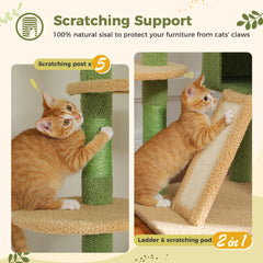 Floor to Ceiling Cat Tree with Scratching Posts Spacious Condo Hammock Tunnel Indoor Height Adjustable Wooden Cat Tower Cat Toys
