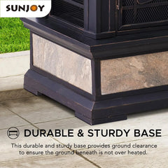 Outdoor Fireplace,Heirloom Patio Wood Burning Steel Fireplace with Chimney,Spark Screen,Fire Poker, and Removable Grate,Fire Pit