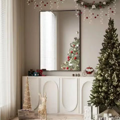 Rectangle Wall Mirror,Aluminum Frame Vanity Mirror for Entryway, Living Room, Bedroom Bathroom, Hangs Horizontally or Vertically