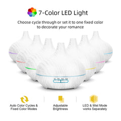 For Home 550ml Wood Grain Essential Oil Diffuser  Ultrasonic Aromatherapy Humidifier with Remote  6 Essential Oils  Auto Shut Of
