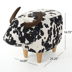 Velvet Cow-Shaped Ottoman – Cute Footstool with Cushioned Seat for Playroom & Porch